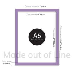 A5 Purple Picture Frame, Photo Frame Size, Poster With Mount For A6 Print Option, Made in The Uk, Wall Art Fame - thumbnail 3