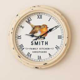 Personalised Robin Wall Clock Custom Name British Robins Glass Father's Birthday Gift Home Decor Birdwatcher Christmas Ekrc72 - thumbnail 2