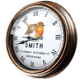Personalised Robin Wall Clock Custom Name British Robins Glass Father's Birthday Gift Home Decor Birdwatcher Christmas Ekrc72 - thumbnail 4