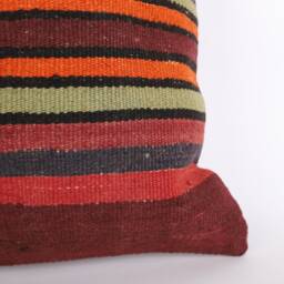 Vintage Turkish Kilim Pillow Cover Handwoven Wool Throw - 16x16 - thumbnail 2