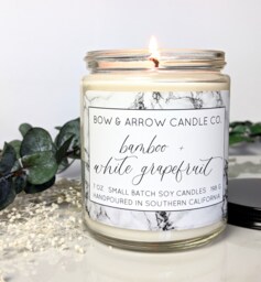 Natural Soy Candle Bamboo & White Grapefruit Scented - 7 Oz Jar Gift Idea - thumbnail 1