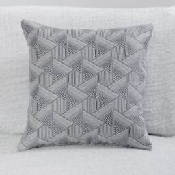 Geometric Triangles Jacquard Cushion. Charcoal Grey & Silver. Double Sided. 17x17