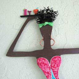 Upcycled Metal African Lady Wall Art Caribbean Cocktail Decor - 16 X 23 - thumbnail 2