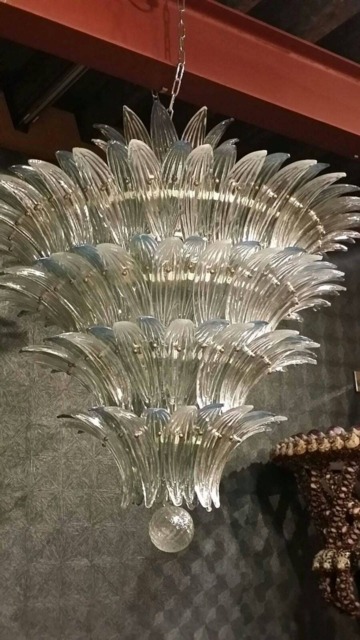 Chandelier, in Murano Glass, Transparent & Gold Color