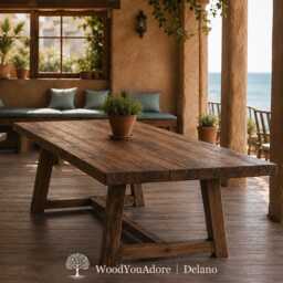 "Rustic Solid Wood Dining Table ""Delano" - thumbnail 3