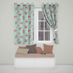 Cute Candy Cane Bows Mint Green Background Seamless Pattern Readymade Eyelet Ring Top Thermal 100% Blackout Curtains - thumbnail 1