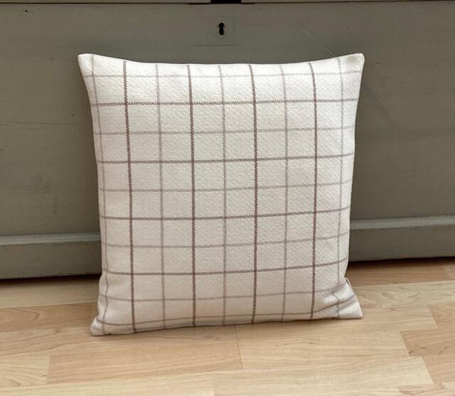 Bamburgh Handmade Tartan Plaid Cushion Cover Cream Beige Tweed Pillow Sham - image 1