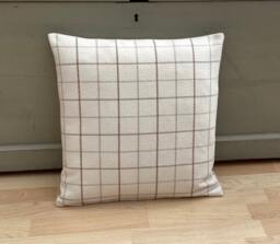 Bamburgh Handmade Tartan Plaid Cushion Cover Cream Beige Tweed Pillow Sham - thumbnail 1