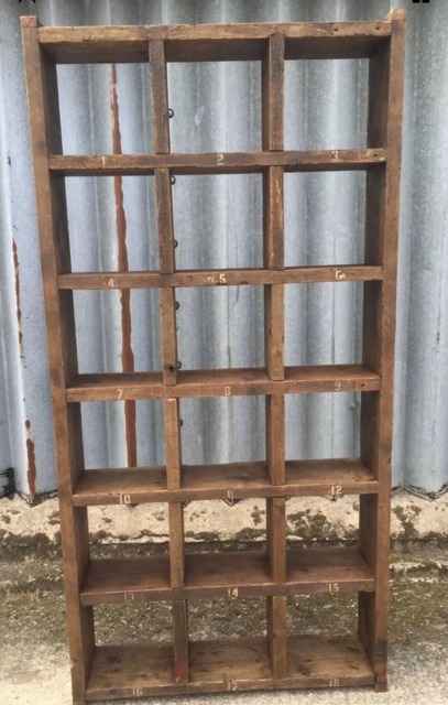 The Tall Standard Industrial Up-Cycled Pigeon Hole Shelving Unit/Bookcase - For Delivery Charge Info See Description - image 1