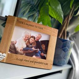 "Grandparents Photo Frame - No Place Like Home, Except Nana & Grandads' Grandma, Nan, Grandad Solid Oak Wood 6x4"" 7x5" - thumbnail 2