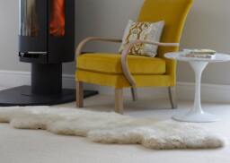Large Cream Sheepskin Rug, Oyster White Extra Long Throw - thumbnail 1