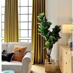 Pair Of Gold Velvet Curtains, Bedroom Living Room Custom Curtains - thumbnail 2