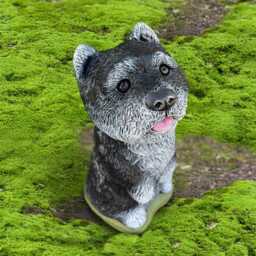 Garden Chow Dog Figurine Concrete Statue Outdoor Memorial Sculpture Cement Puppy Decoration Handmade Pet Ornament Dog Art Gift - thumbnail 3