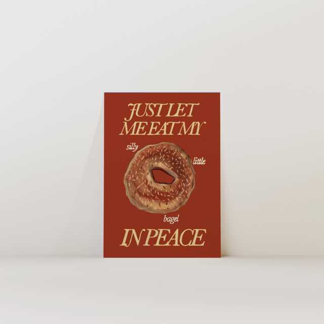 Bagel in Peace Kitchen Print Food Art - Unframed - image 1