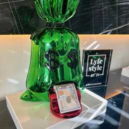 Chrome Green Money Bag Sculpture Alec Monopoly Inspired Pop Art - thumbnail 2