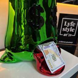 Chrome Green Money Bag Sculpture Alec Monopoly Inspired Pop Art - thumbnail 3