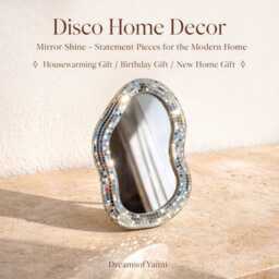 Mirror Mosaic Vanity Tray - Abstract Disco Decor Silver Glam Home Accent Gift For Her - thumbnail 3