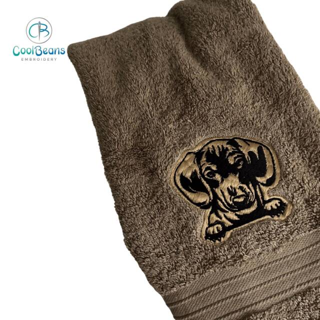 Dachshund Dog Towel - Personalised Face Cloth/Hand Bath Embroidered - image 1