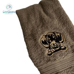 Dachshund Dog Towel - Personalised Face Cloth/Hand Bath Embroidered - thumbnail 1
