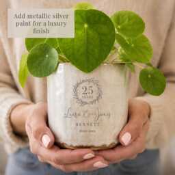 Personalised 25Th Silver Anniversary Plant Pot - Gift For Husband, Wife, Couple - thumbnail 3