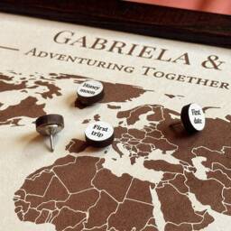 Leather Anniversary Gift Idea Map With Custom Pins 3rd Gifts Adventuring Together Genuine Art - thumbnail 2