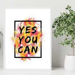 Yes You Can Print - Motivational Quote Poster Positive Wall Art Inspirational Typography Decor A5 A4 A3 Framed Or Unframed - thumbnail 2