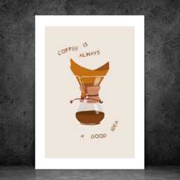 Coffee Is Always A Good Idea - Kitchen Wall Print Abstract Quote Gift Bespoke Poster A5 A4 A3 Framed Or Unframed - thumbnail 3