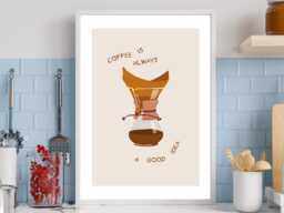 Coffee Is Always A Good Idea - Kitchen Wall Print Abstract Quote Gift Bespoke Poster A5 A4 A3 Framed Or Unframed - thumbnail 1