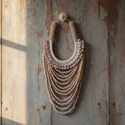 Handcrafted Shell Wall Hanging - Boho Tribal Necklace Decor - thumbnail 3