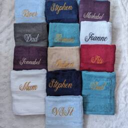 Personalised Embroidered Bath Towel Soft Cotton, Custom Name - thumbnail 2