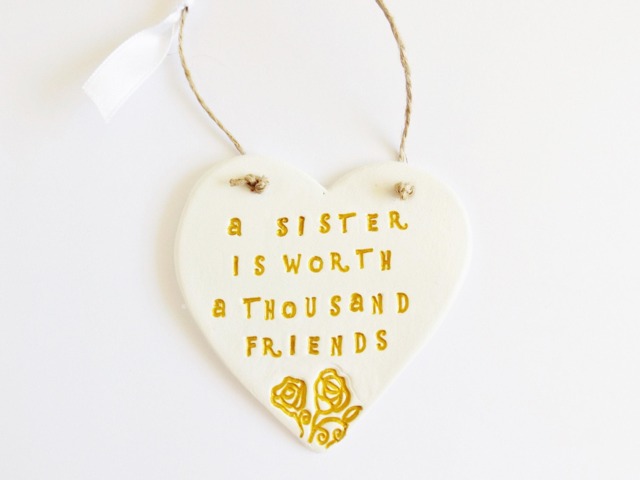 Sisters Sentiment Quote Heart Ornament Thoughtful Siblings Phrase Plaque Meaningful Special Gift - image 1