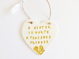Sisters Sentiment Quote Heart Ornament Thoughtful Siblings Phrase Plaque Meaningful Special Gift - thumbnail 1