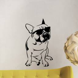 Bulldog in Glasses Wall Decal Puppy Poster Dog Gifts Pet Shop Sign Animal Nursery Vinyl Sticker Playroom Decor Art Stencil 6F43