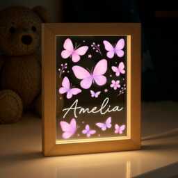 Personalised Led Butterfly Light Frame, Night Light, Girls Bedroom Lamp, Birthday Gift For Girl - thumbnail 1