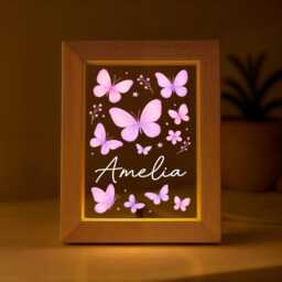 Personalised Led Butterfly Light Frame, Night Light, Girls Bedroom Lamp, Birthday Gift For Girl - thumbnail 4