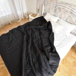 King Size Black Linen Quilt Stonewashed Organic Bedding 118x108 - thumbnail 2