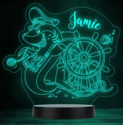 Shark Nautical Boat Wheel Personalised Gift Colour Changing Led Lamp Night Light - thumbnail 1