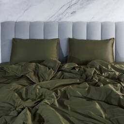 Green Sateen Duvet Cover 100% Cotton, 300Tc, All Sizes - thumbnail 2