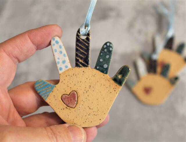 Small Colorful Ceramic Hamsa - Hand Of Fatima Wall Decor & Good Luck Charm - image 1