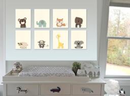 Safari Animals Nursery Prints Baby Room Decor Set - thumbnail 1