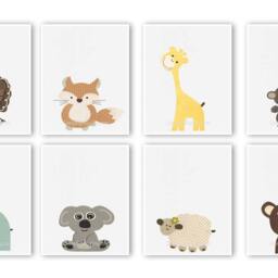 Safari Animals Nursery Prints Baby Room Decor Set - thumbnail 2