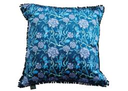 Unicorn & Lion Royal Coat Of Arms Luxury Velvet Cushion, 60x60, Designer, Blue Cushion , Vintage Style, Royal, Queen - thumbnail 1