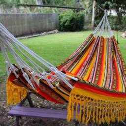 Vibrant Inca Hammock - Lightweight, Double, Handmade Ultra-Comfy For Outdoor Bliss & Relaxation - thumbnail 2