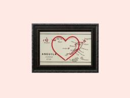 Anguilla Heart Map, Framed Wall Art, Personalized Anniversary Gift, Custom Engagement Gift For Her, Valentines Day For Him