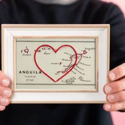 Anguilla Heart Map, Framed Wall Art, Personalized Anniversary Gift, Custom Engagement Gift For Her, Valentines Day For Him - thumbnail 2