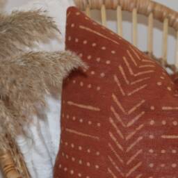 Zoey Throw Pillow, Rust African Mudcloth - thumbnail 3