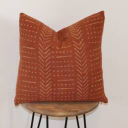 Zoey Throw Pillow, Rust African Mudcloth - thumbnail 2