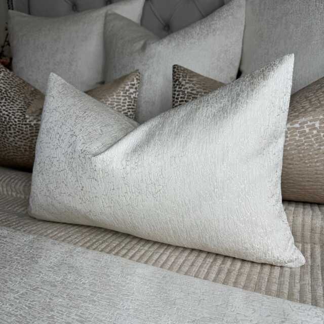 White Cushion Cover - Blake Designer Fabric, Rectangle 12 X 20 , Double Sided, Handmade in UK - image 1