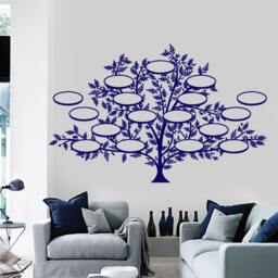 Wall Vinyl Decal Family Tree With Oval Picture Frames On Branches Genealogy Modern Home Decor - #1150Dz - thumbnail 2