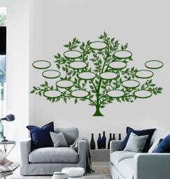 Wall Vinyl Decal Family Tree With Oval Picture Frames On Branches Genealogy Modern Home Decor - #1150Dz - thumbnail 1